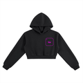 Ver 3 cropped hoodie in black - front view showing Max Verstappen element box - F1 women's hoodie