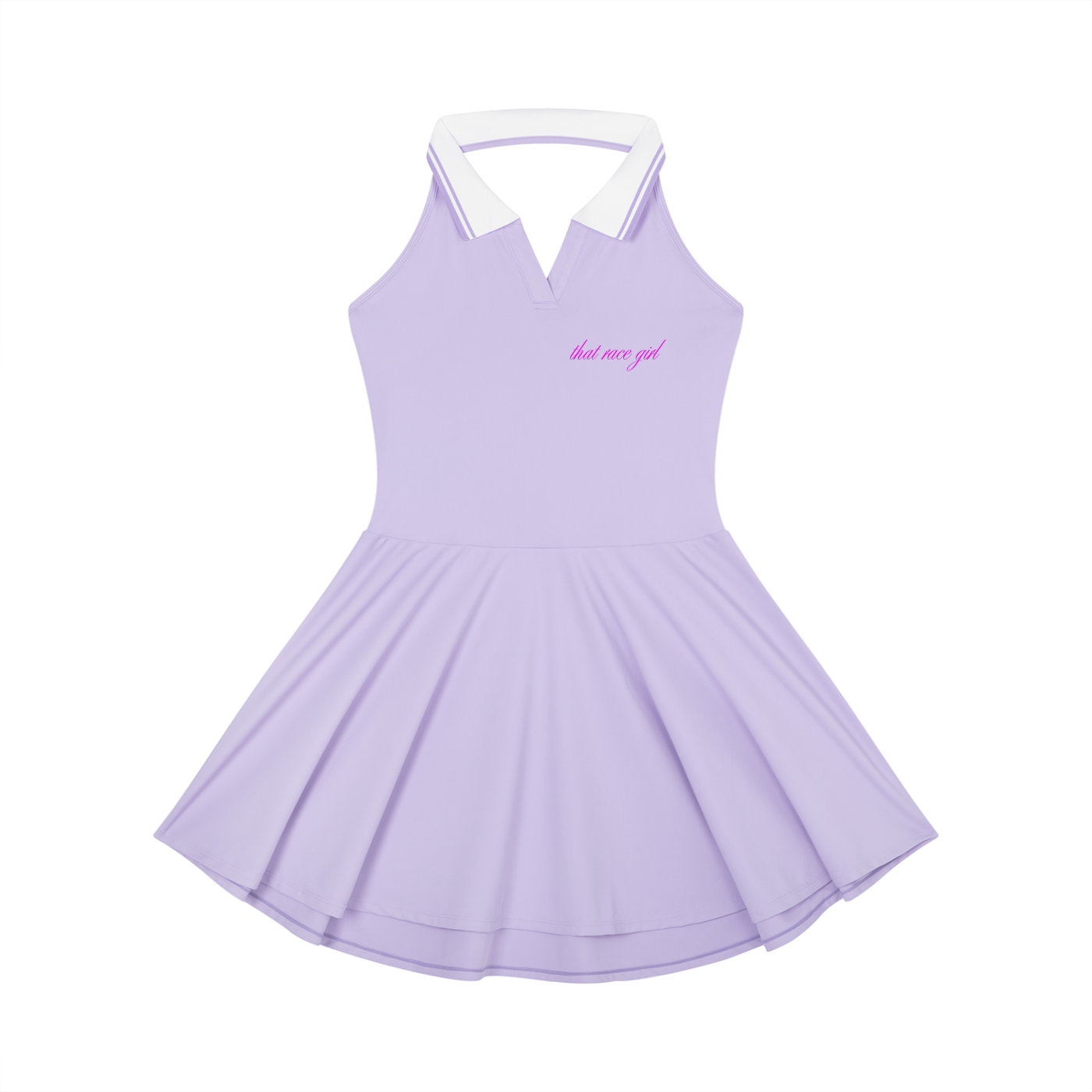 Sunday grid WALK tennis dress in purple - front view - F1 women's dress