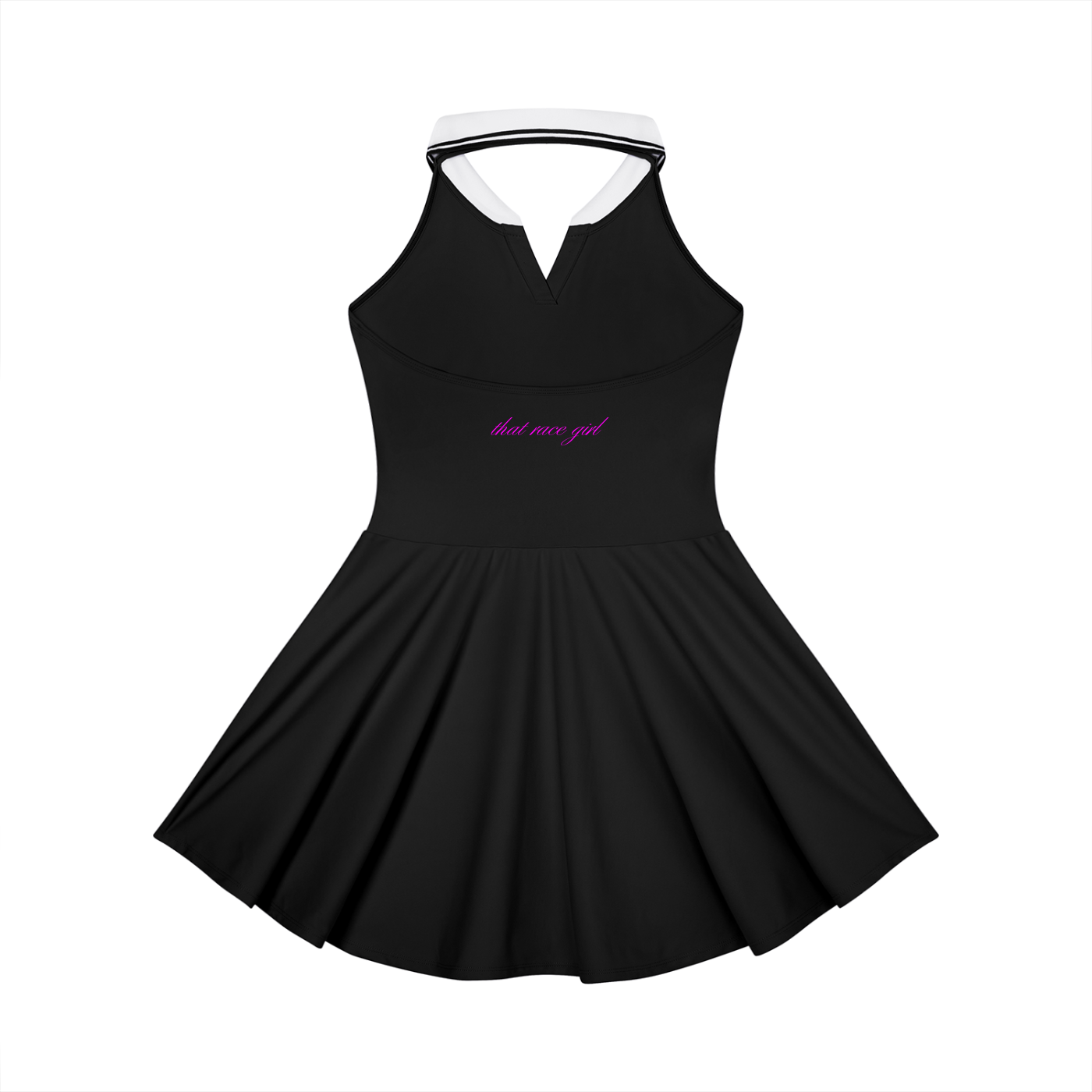 Monday to RACE tennis dress in black - back view - F1 women's dress