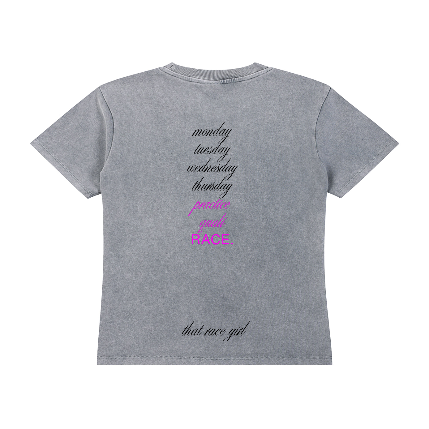 Sunday grid WALK vintage wash tee in gray - back view - F1 women's t-shirt