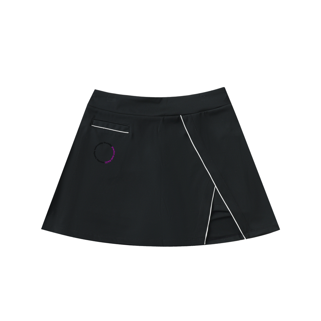 Car sketch a-line skirt in black - front view - F1 women's fashion