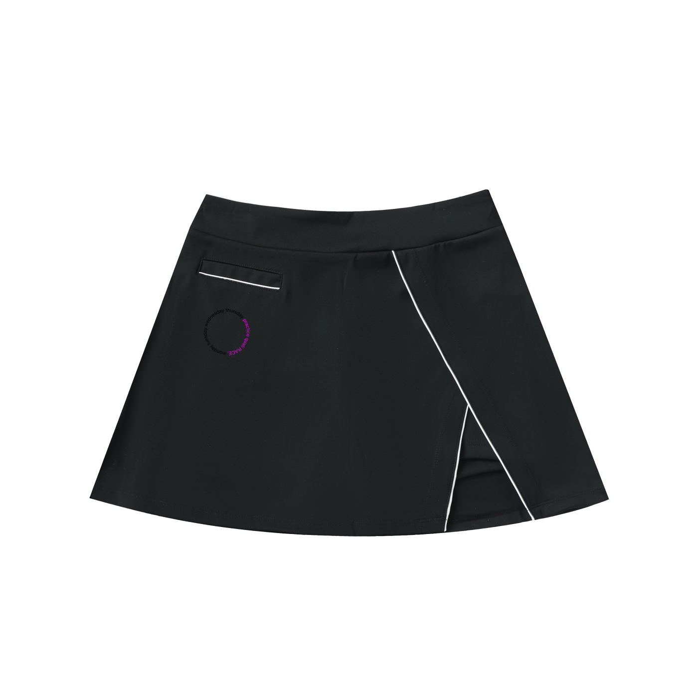 Car sketch a-line skirt in black - front view - F1 women's fashion