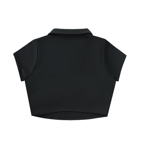 Ham 44 polo crop top in black - back view - F1 Lewis Hamilton women's fashion