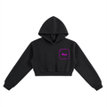 Rus 63 cropped hoodie in black - front view showing George Russell element box - F1 women's hoodie