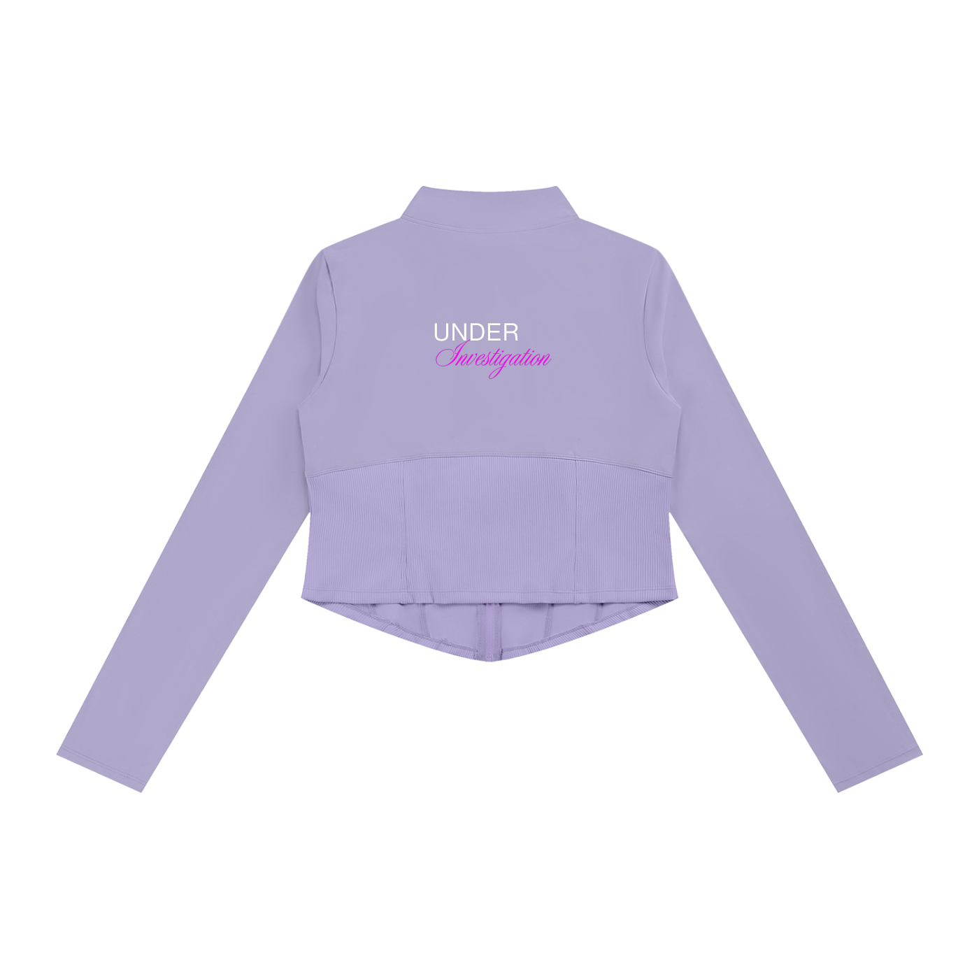 UNDER Investigation yoga jacket in purple - back view - F1 women's jacket