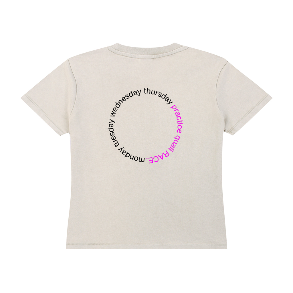 Box box box vintage wash tee in light apricot - back view - F1 women's t-shirt