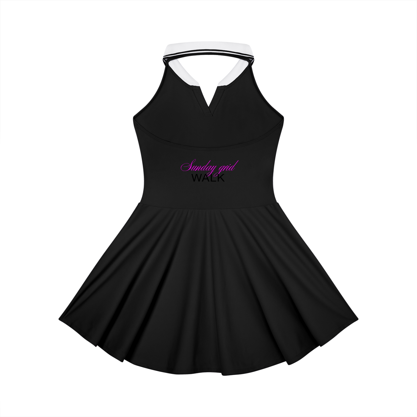 Sunday grid WALK tennis dress in black - back view - F1 women's dress