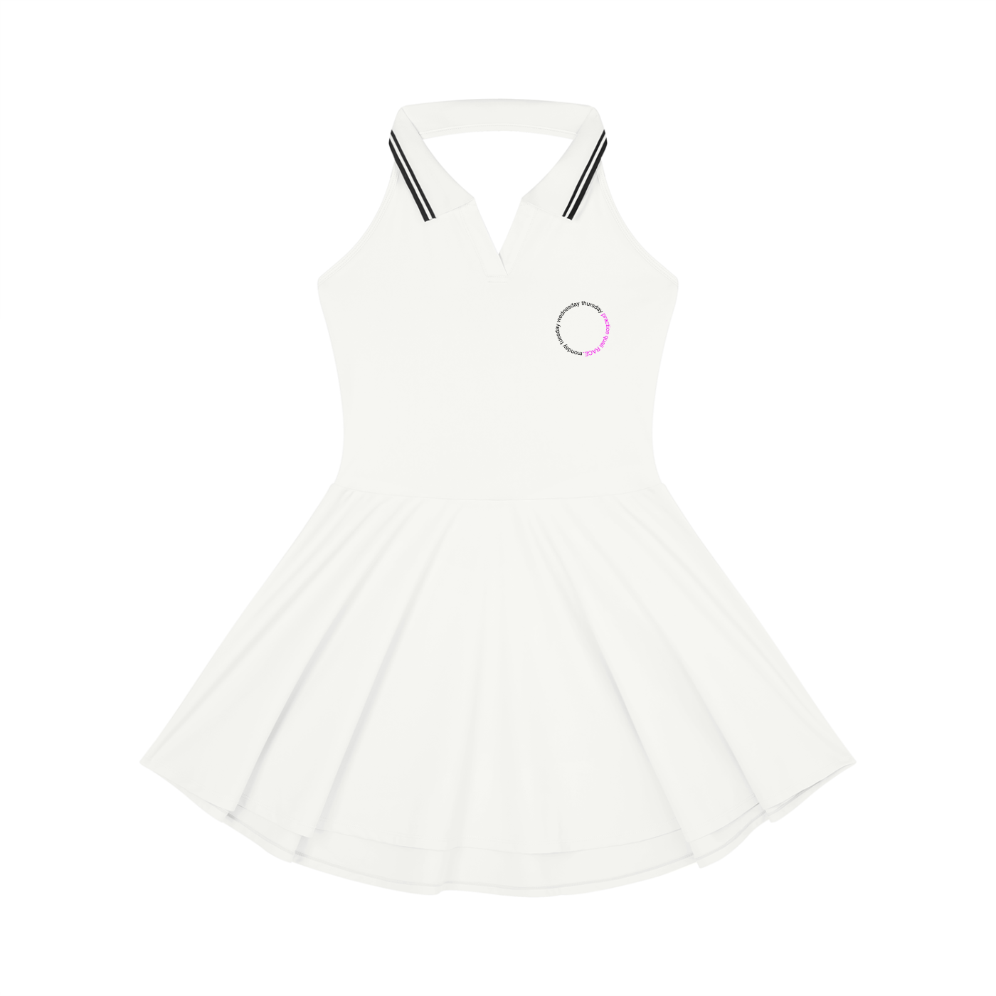 Monday to RACE tennis dress in white - front view - F1 women's dress