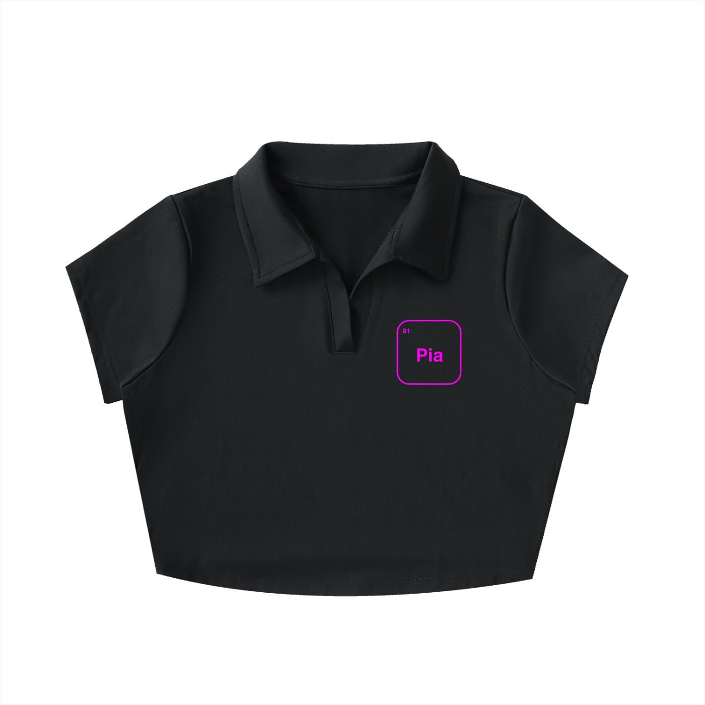 Pia 81 polo crop top in black - front view - F1 Oscar Piastri women's fashion