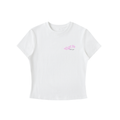 That race girl tee with pink car sketch - front view - F1 women's fashion