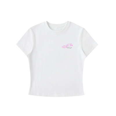 That race girl tee with pink car sketch - front view - F1 women's fashion