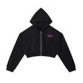 Sunday grid WALK cropped zip in black - front view - F1 women's hoodie
