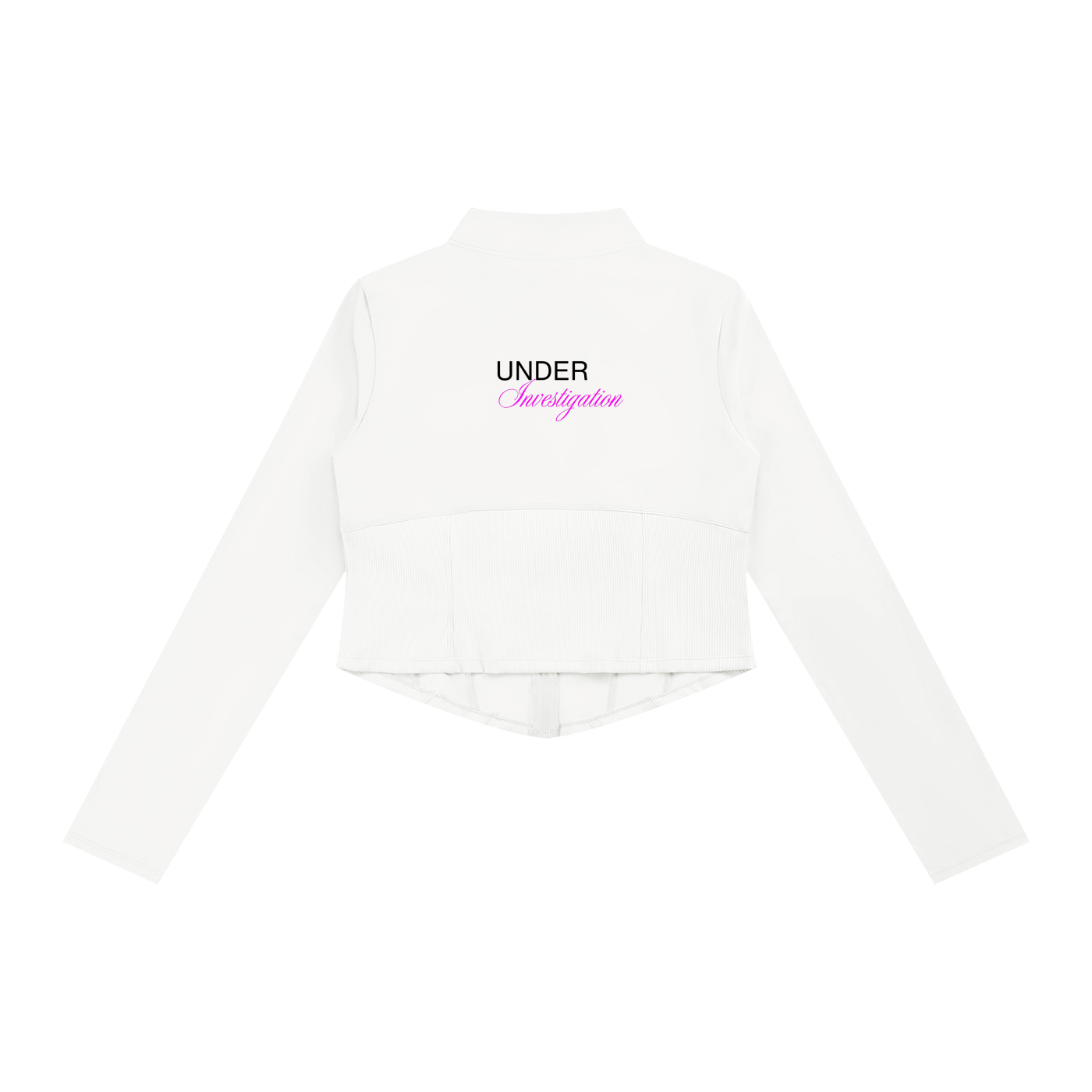 UNDER Investigation yoga jacket in white - back view - F1 women's jacket