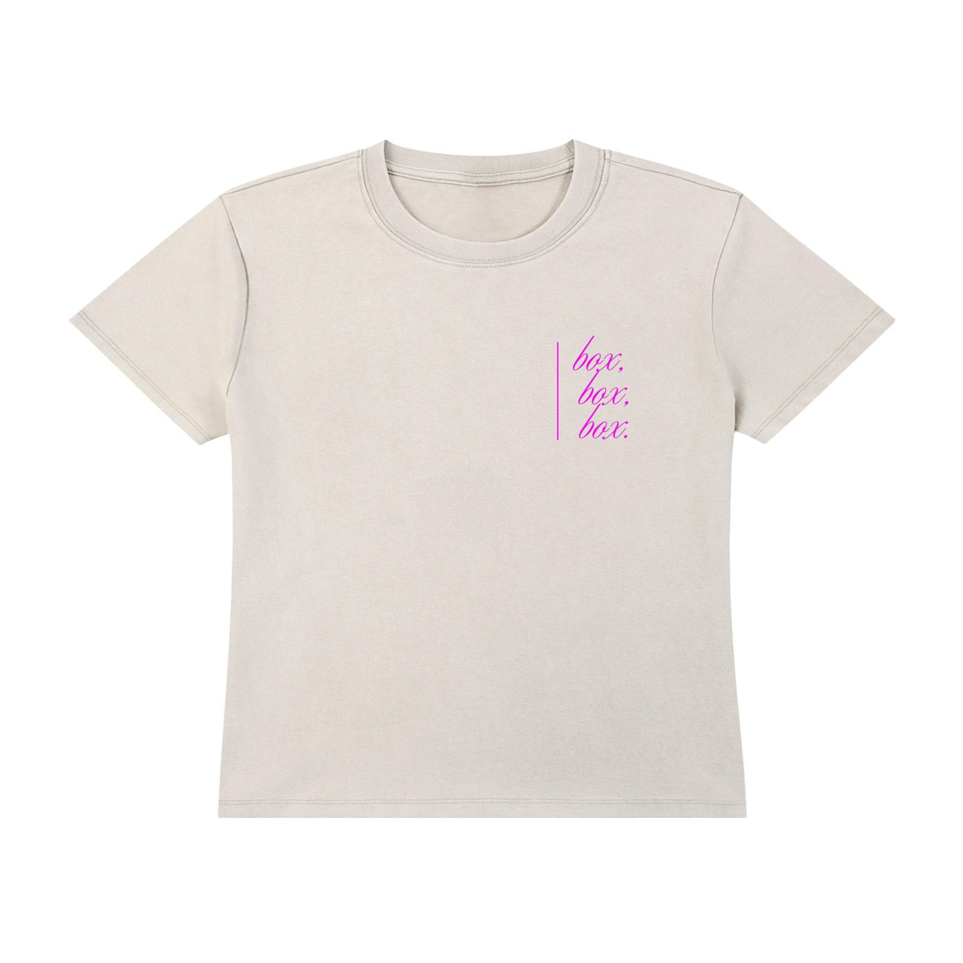 Box box box vintage wash tee in light apricot - front view - F1 women's t-shirt