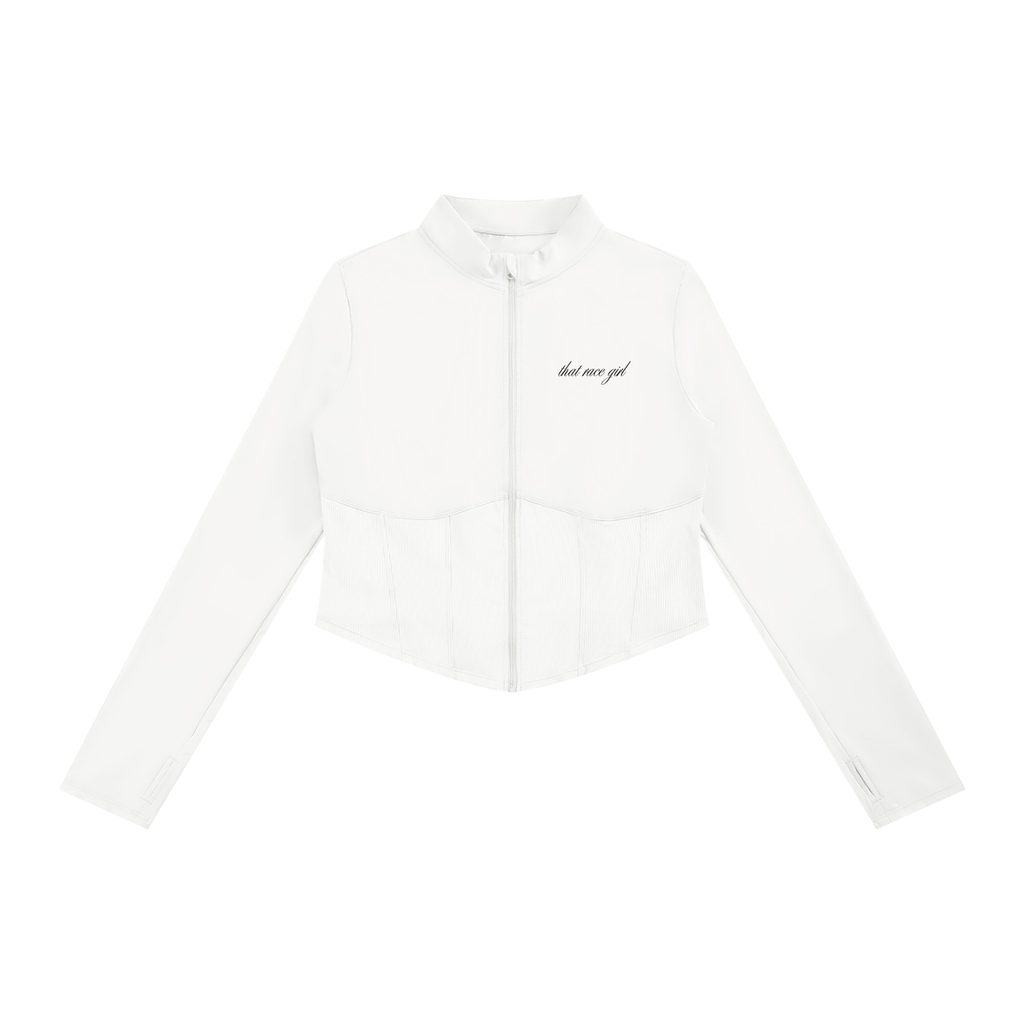 UNDER Investigation yoga jacket in white - front view - F1 women's jacket
