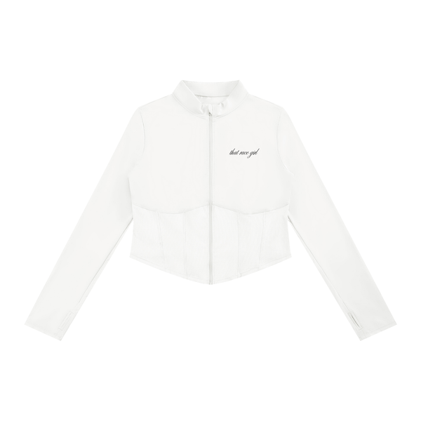 UNDER Investigation yoga jacket in white - front view - F1 women's jacket