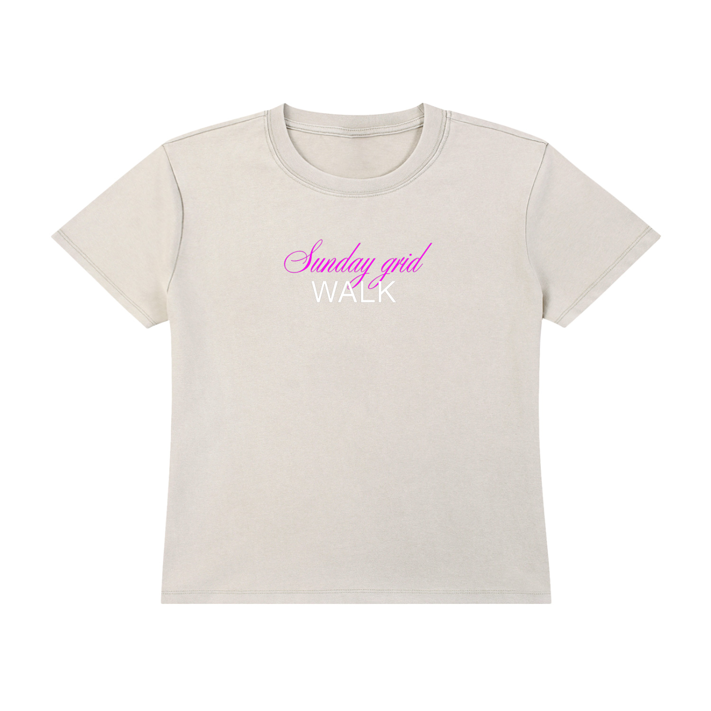 Sunday grid WALK vintage wash tee in light apricot - front view - F1 women's t-shirt