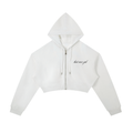 Helmet zip-up cropped hoodie in black - front view - F1 women's fashion