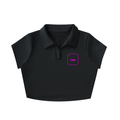 Lec 16 polo crop top in black - front view - F1 Charles Leclerc women's fashion