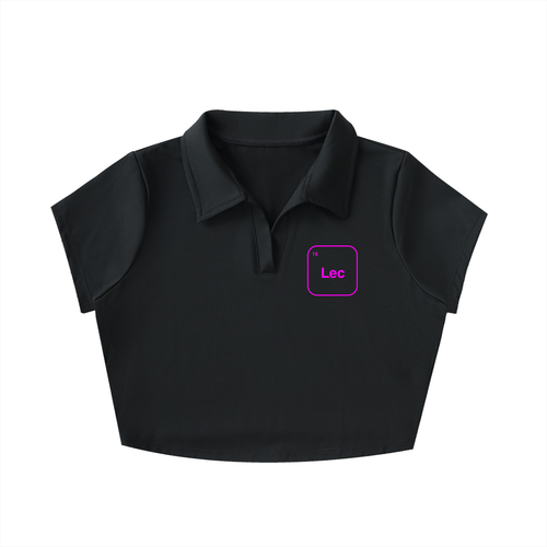 Lec 16 polo crop top in black - front view - F1 Charles Leclerc women's fashion