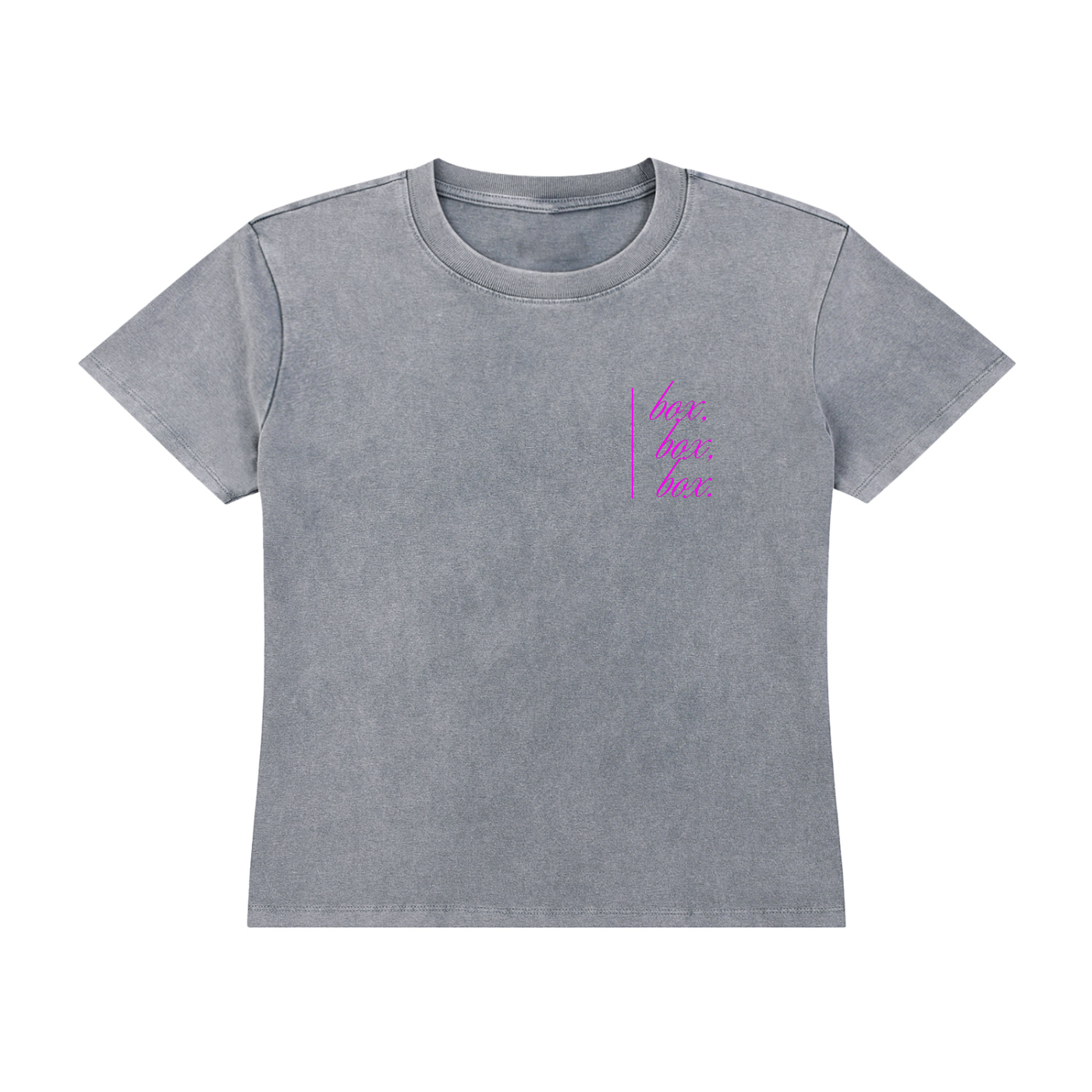 Box box box vintage wash tee in gray - front view - F1 women's t-shirt