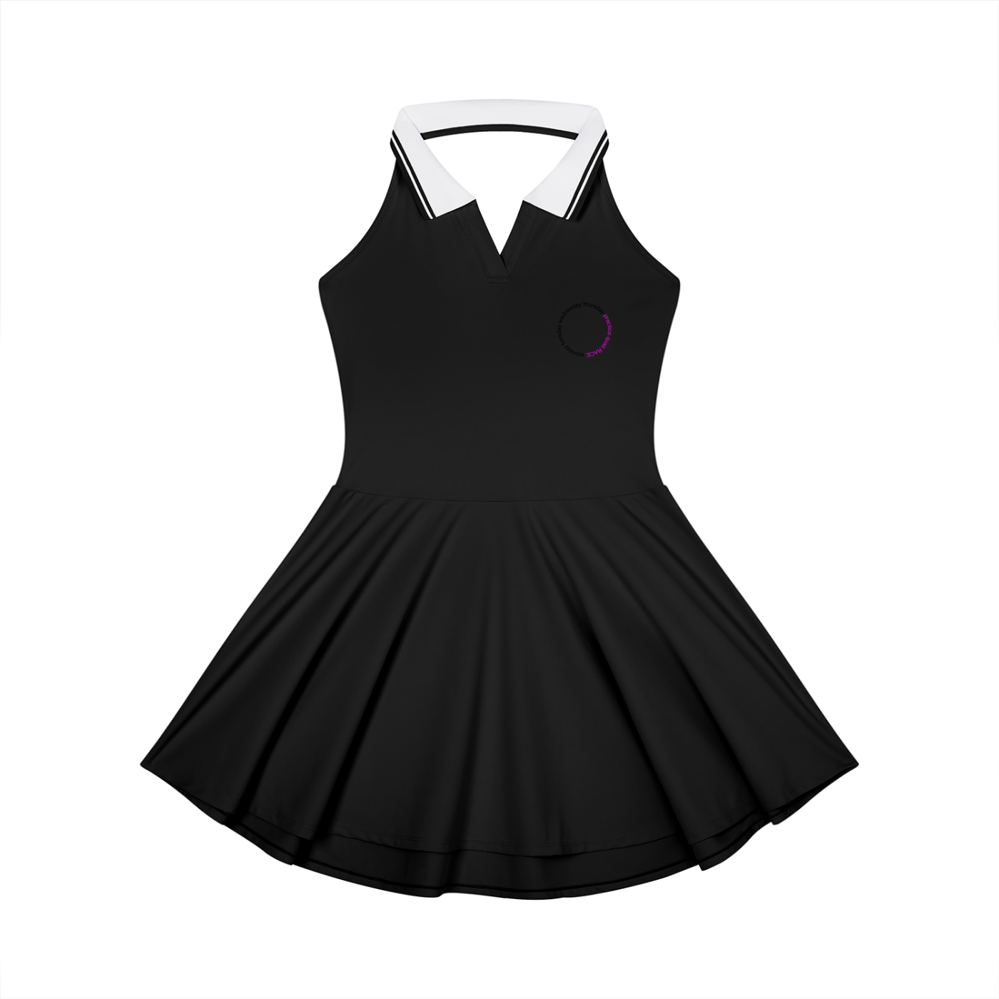 Monday to RACE tennis dress in black - front view - F1 women's dress