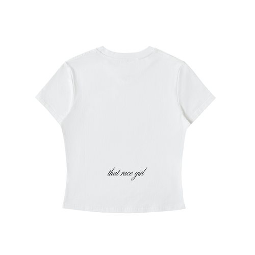 Monday to RACE bodycon tee in white - back view - F1 women's fashion