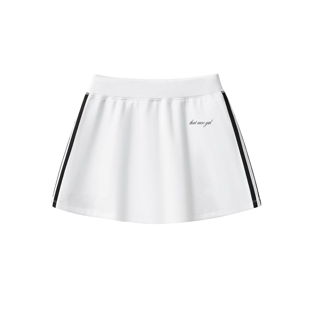That race girl performance skirt in white - front view - F1 women's activewear