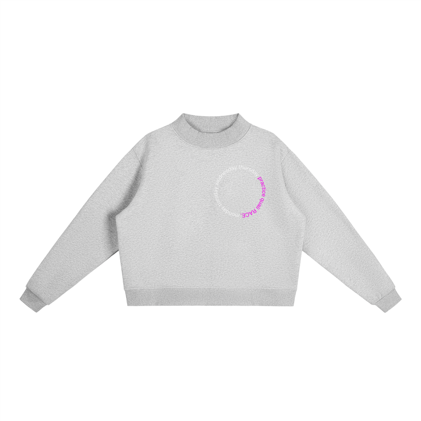 Monday to RACE mock-neck sweatshirt in yellow - front view - F1 women's fashion