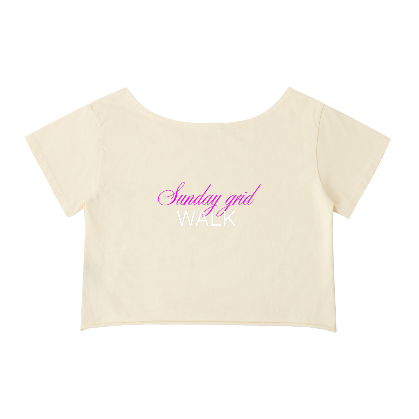 Sunday grid WALK off-shoulder tee in apricot - back view - F1 women's fashion