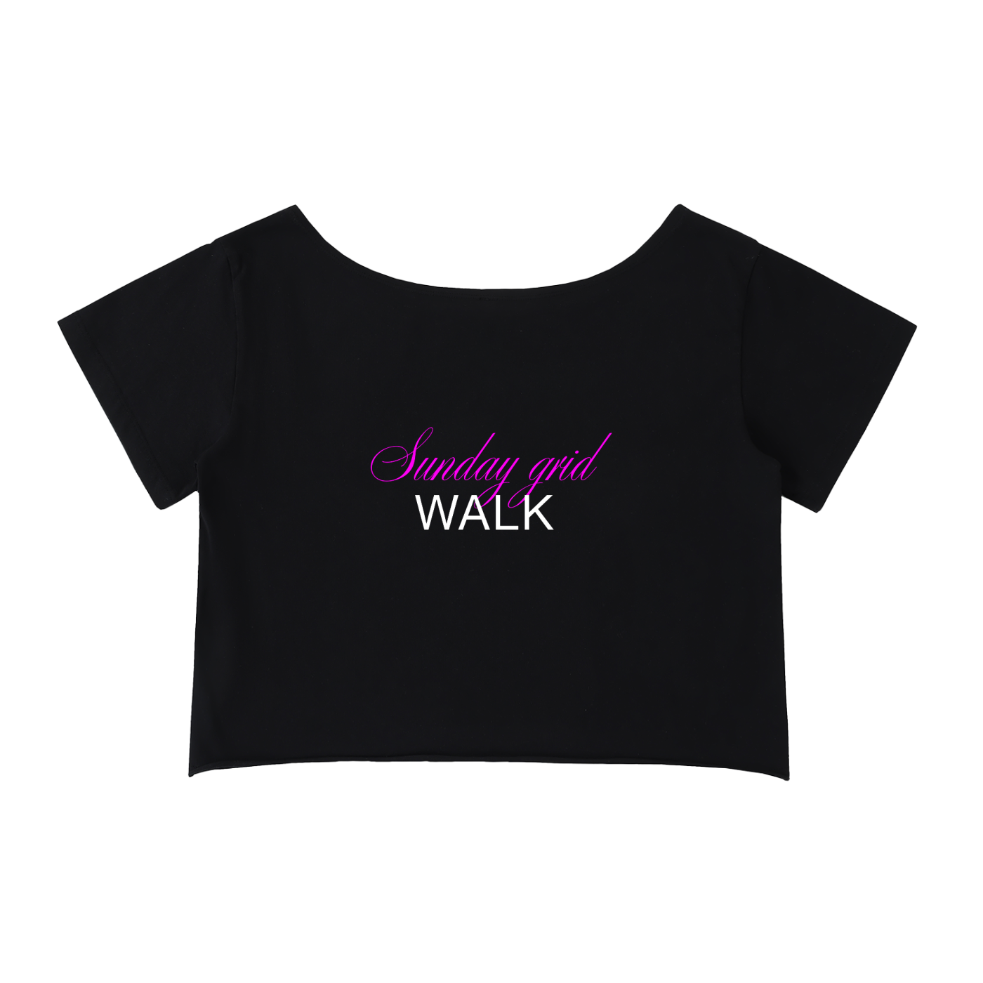 Sunday grid WALK off-shoulder tee in black - back view - F1 women's fashion