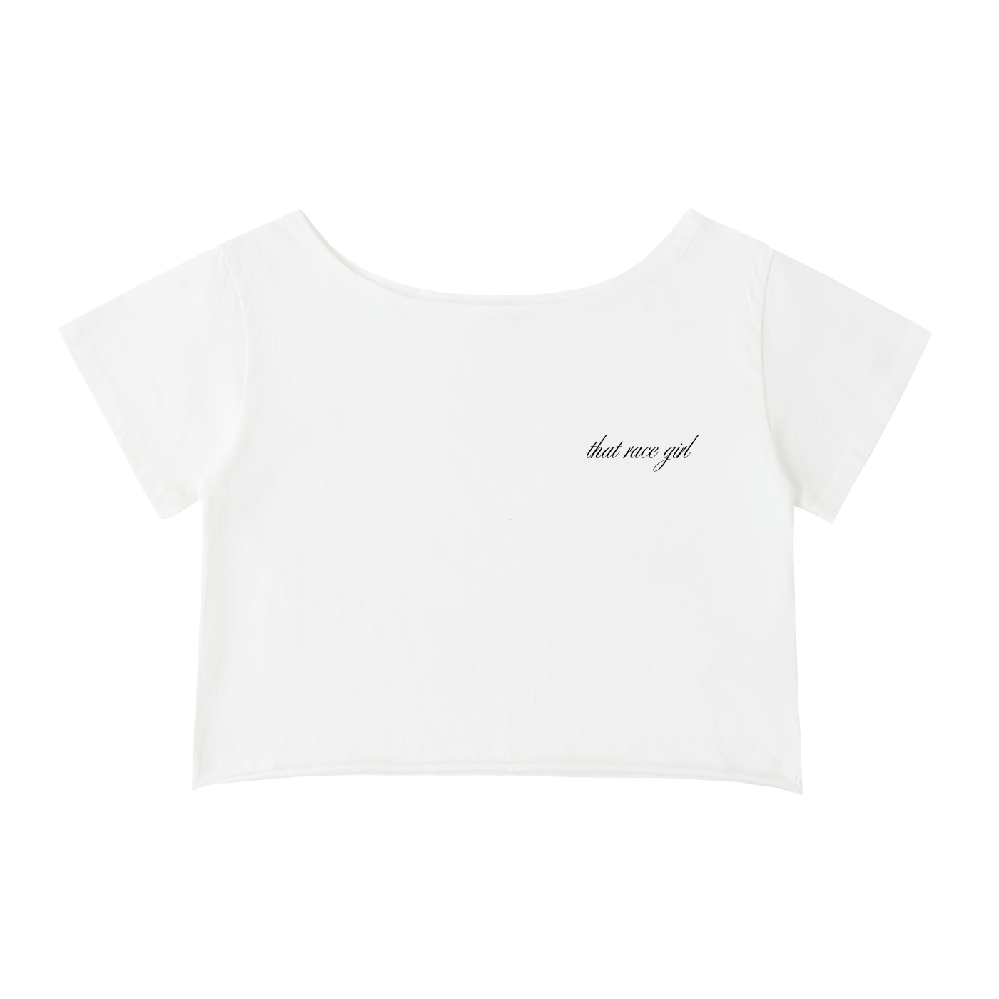 UNDER Investigation off-shoulder tee with logo in white - front view - F1 women's fashion