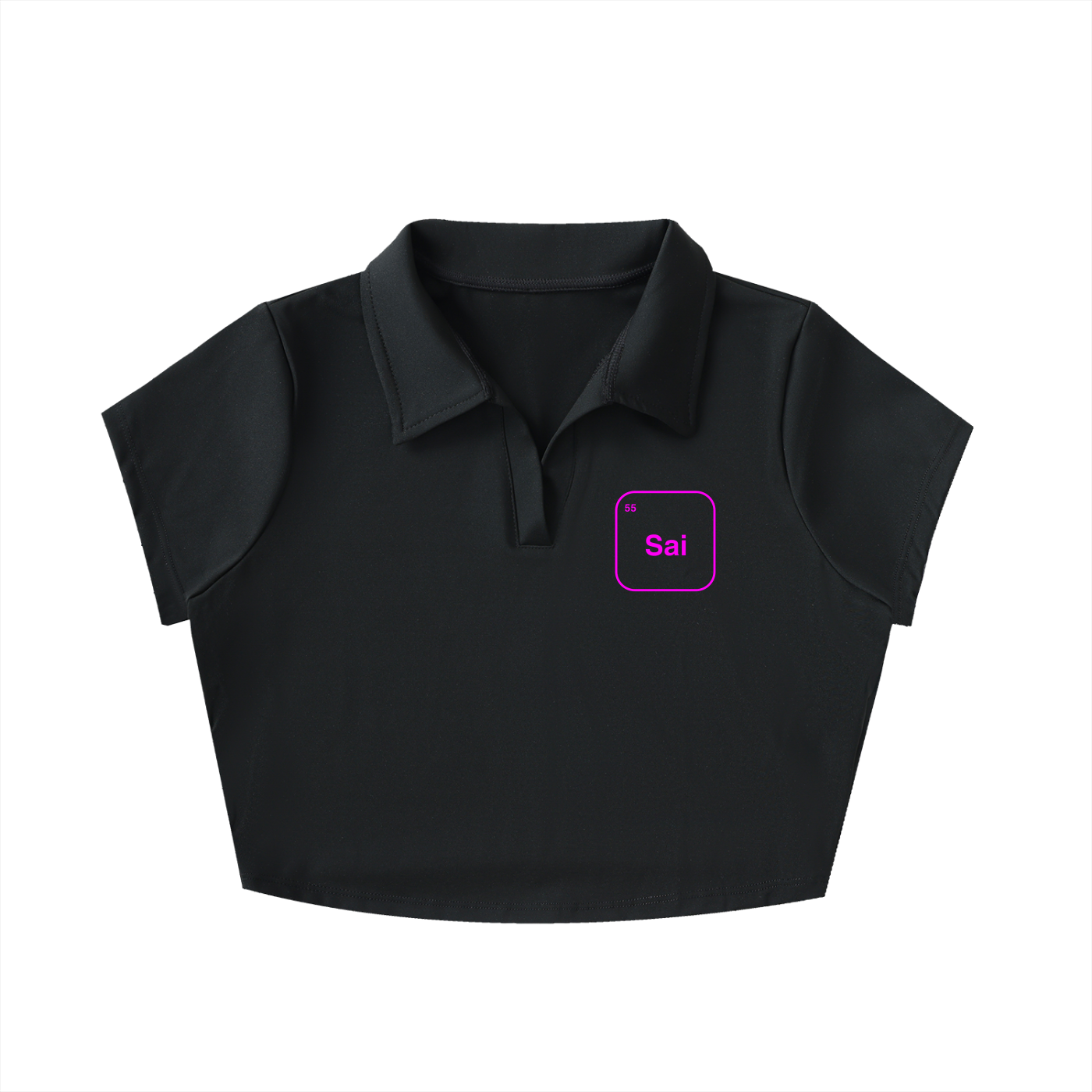 Sai 55 polo crop top in black - front view - F1 Carlos Sainz women's fashion