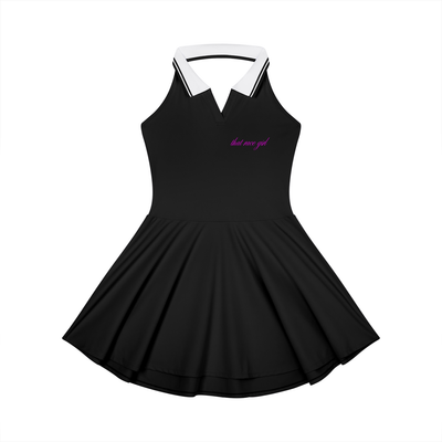 Sunday grid WALK tennis dress in black - front view - F1 women's dress