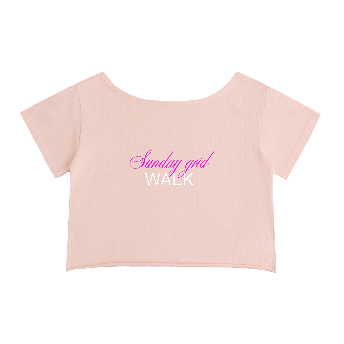 Sunday grid WALK off-shoulder tee in pink - back view - F1 women's fashion
