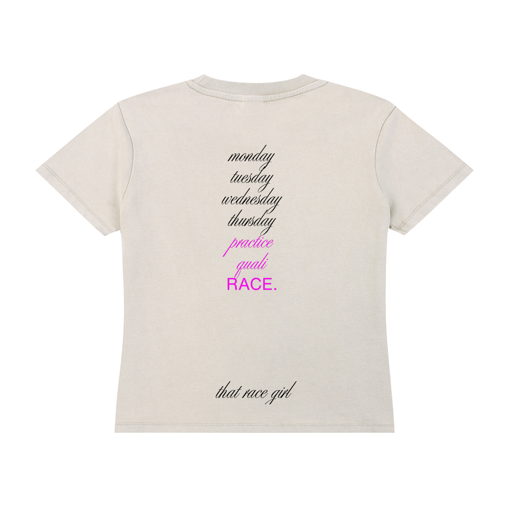 Sunday grid WALK vintage wash tee in light apricot - back view - F1 women's t-shirt