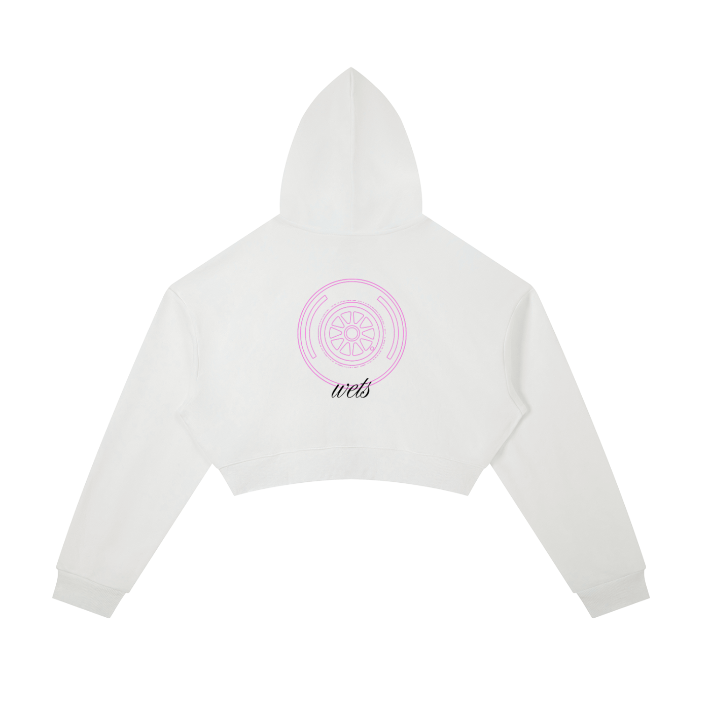 That race girl zip-up in white - back view - F1 women's cropped hoodie