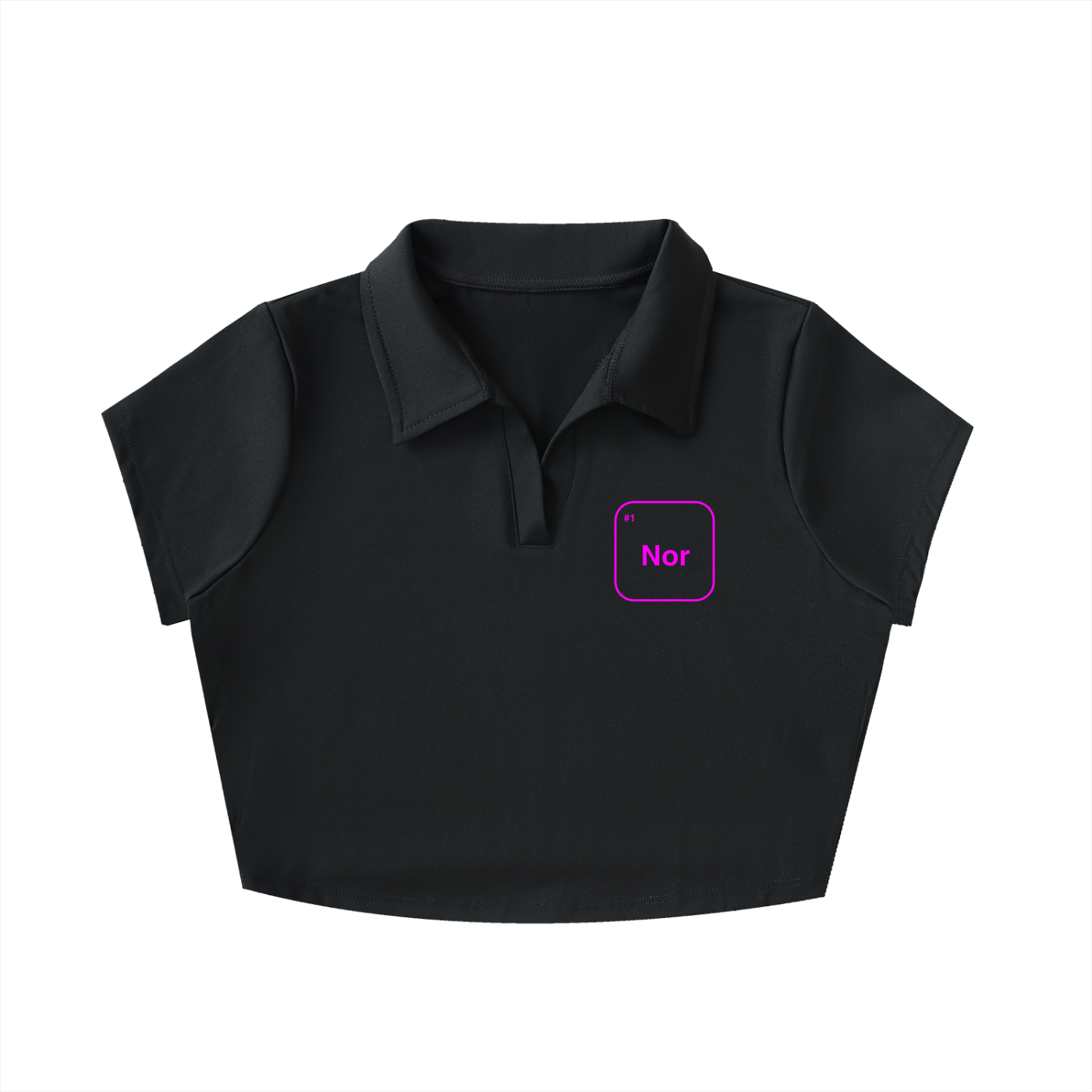 Nor 1 polo crop top in black - front view - F1 Lando Norris women's fashion