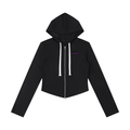 UNDER Investigation slim cropped zip in black - front view - F1 women's hoodie