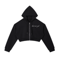 Helmet zip-up cropped hoodie in white - front view - F1 women's fashion