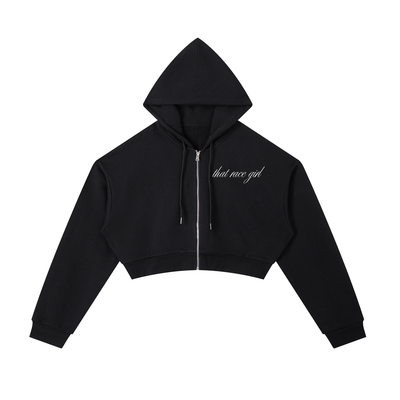 Helmet zip-up cropped hoodie in white - front view - F1 women's fashion