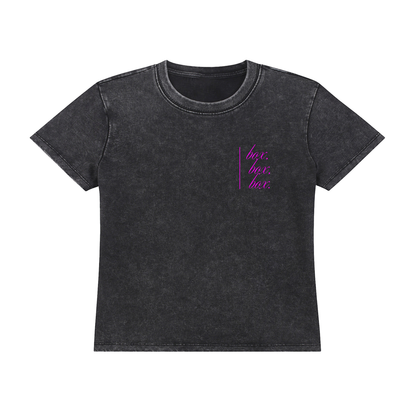Box box box vintage wash tee in black - front view - F1 women's t-shirt
