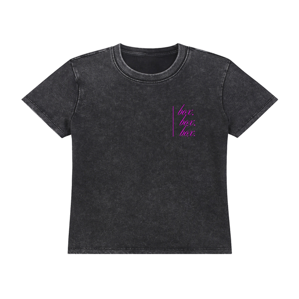Box box box vintage wash tee in black - front view - F1 women's t-shirt