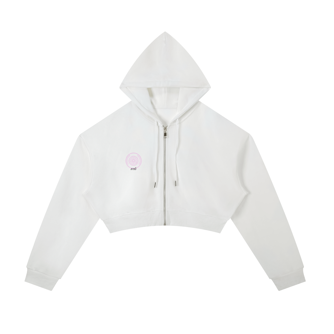 That race girl zip-up in white - front view - F1 women's cropped hoodie