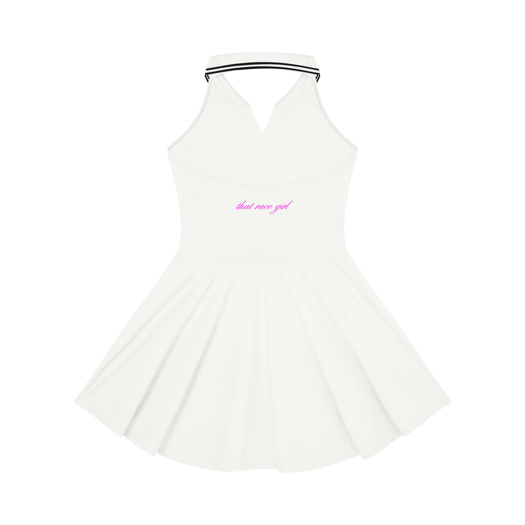 Monday to RACE tennis dress in white - back view - F1 women's dress