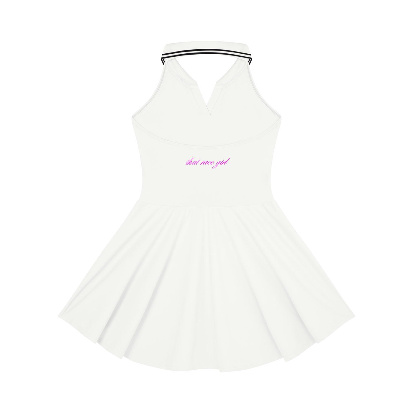 Monday to RACE tennis dress in white - back view - F1 women's dress