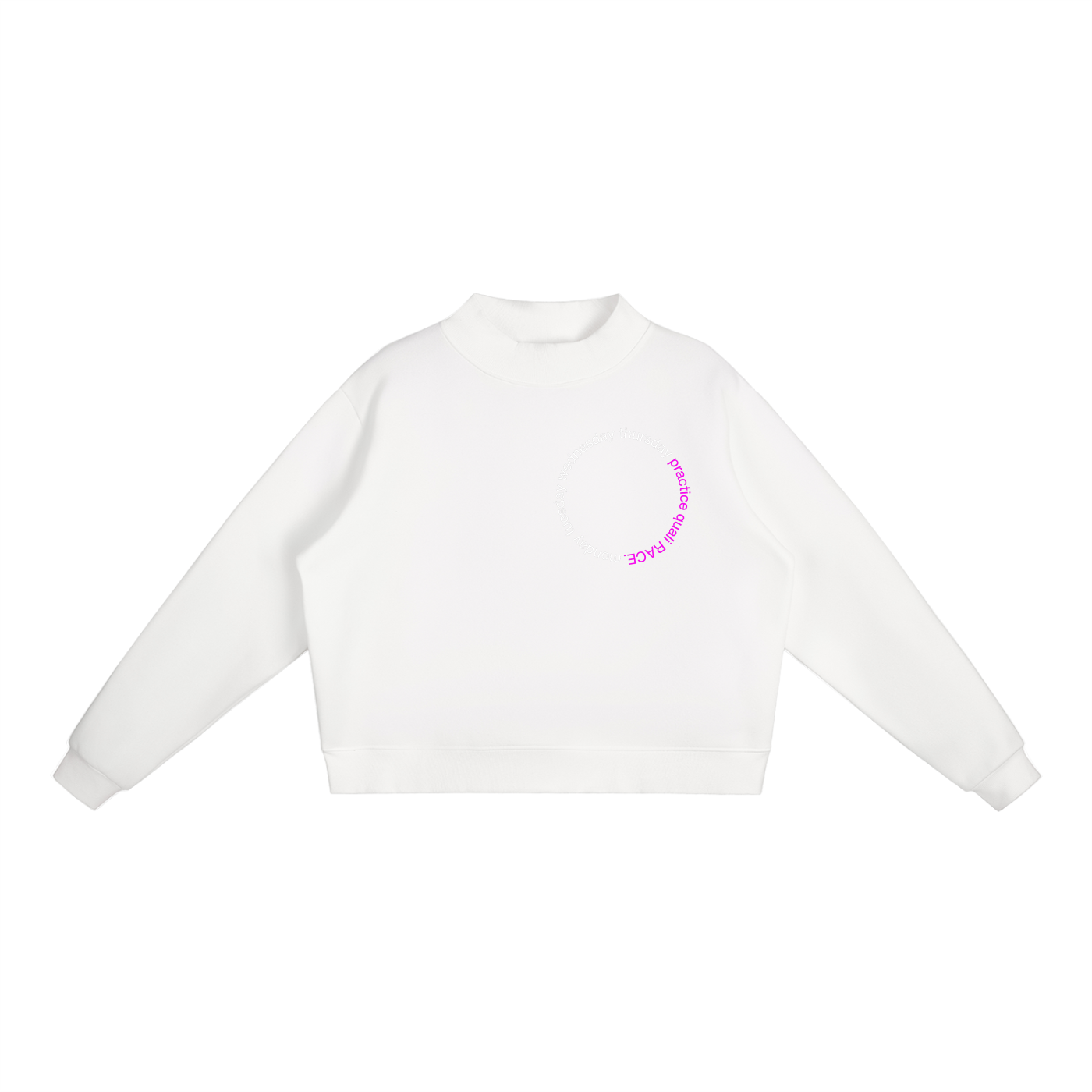 Monday to RACE mock-neck sweatshirt in flower gray - front view - F1 women's fashion