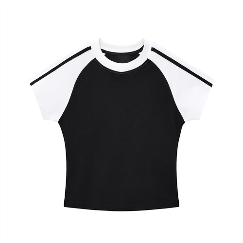 Car sketch raglan tee in black and white - front view - F1 women's t-shirt